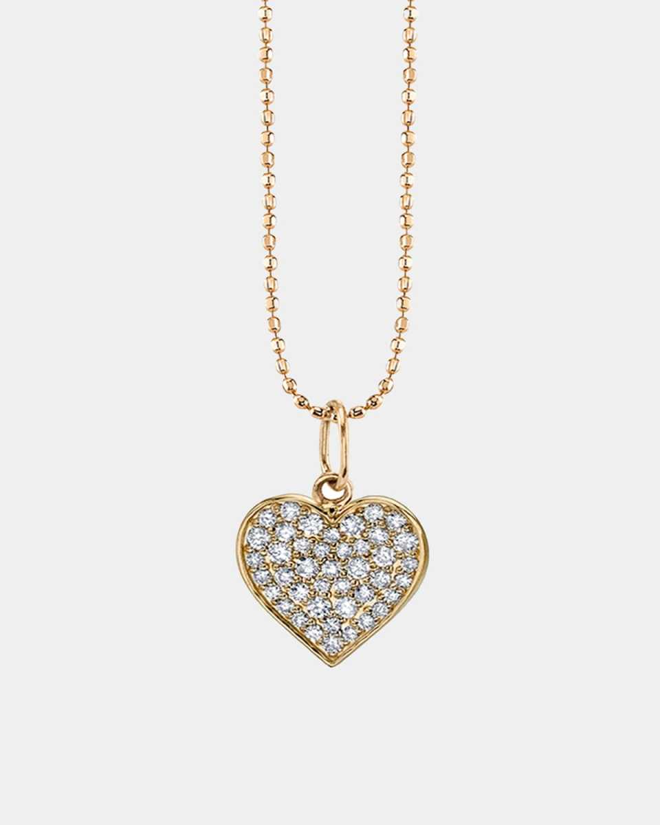 14K Yellow Gold Diamond Heart Pendant Necklace, 18"L